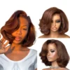  Ginger Reddish Brown Layered Cut Wear And Go Wig Human Hair Glueless Pre-Cut Lace Front Wig Loose Deep Wave Lace Closure Wig